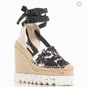 NEW$770 Stella McCartney Gaia Embroider Platform Wedge Espadrille Sandals Sz 39